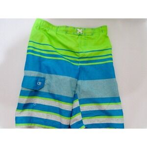 OP Ocean Pacific Boy's  X-Large 14-16 Stripe Lime Green Swim Trunks